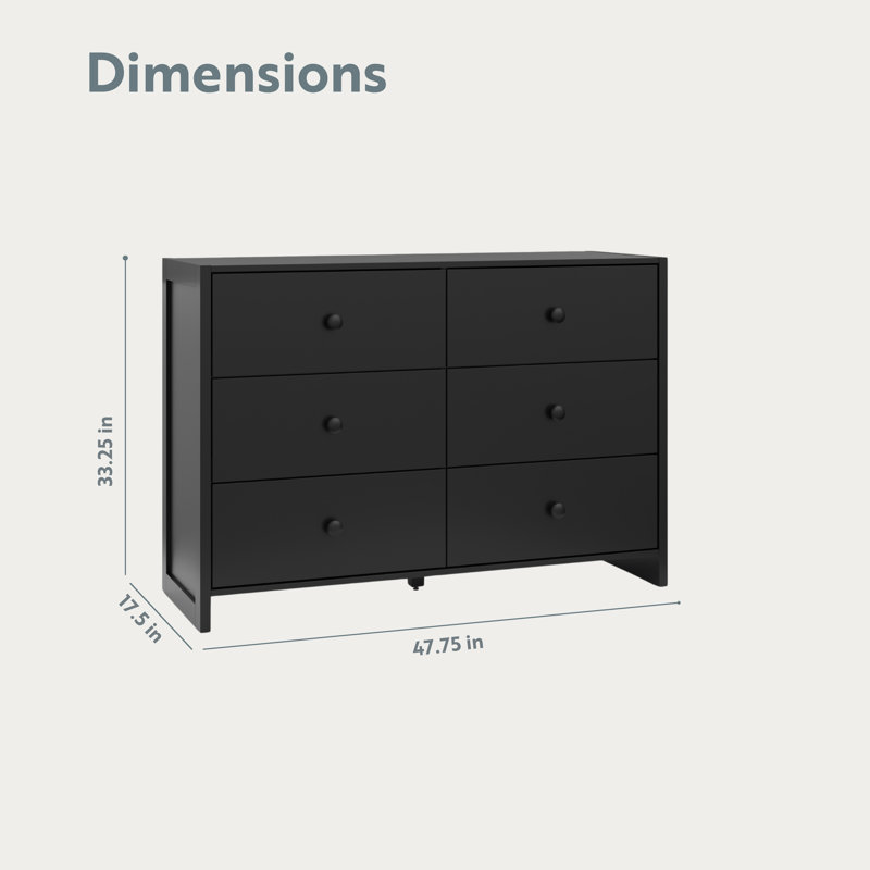 Storkcraft Calabasas 6 Drawer Double Dresser, Black