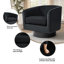 Fauteuil demi-tonneau pivotant en velours noir avec base en bois massif Everett Applewold-110869183