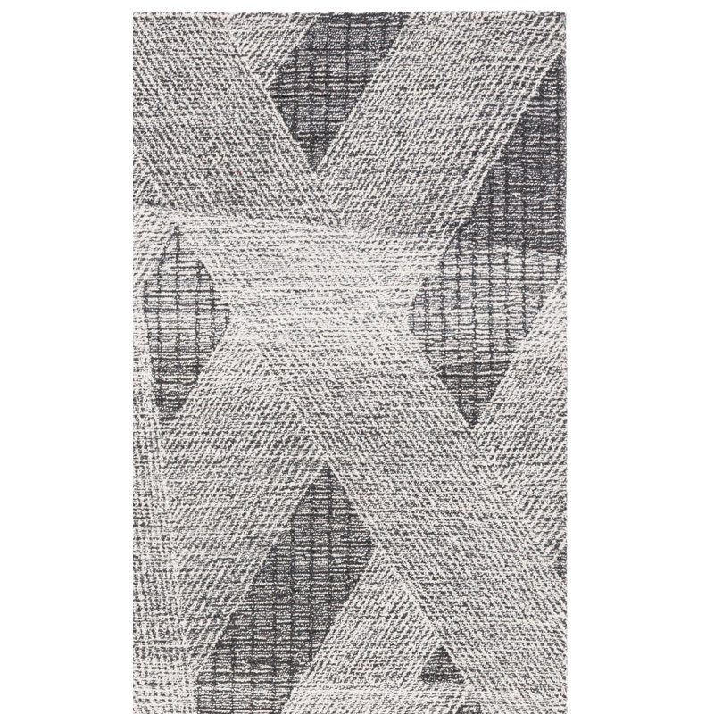 Newgard Hand Tufted Wool Pile Geometric Rug, Rectangle 5' x 8'