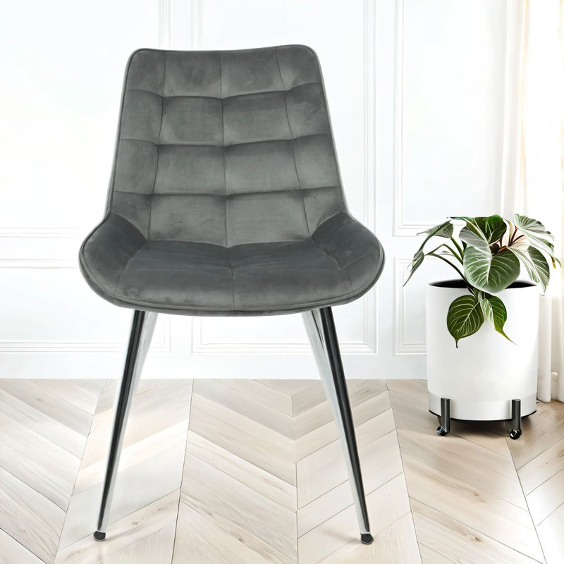 Velvita Luxury Velvet With Legs Dining Chair, Silver, Grey, 6