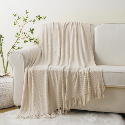 Throw Blanket For Couch, Soft Chenille Knit Throws With Tassels For Home Decor, Green Throws For Couch Cover, 60"X80"