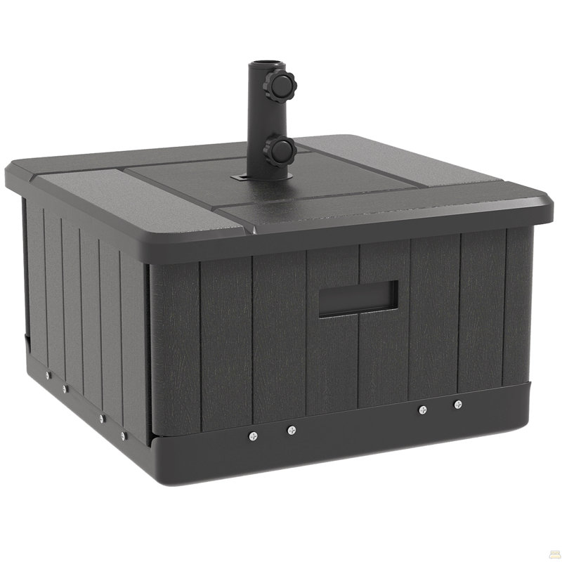Base de parasol d'extérieur 3 en 1, table de bout basse, pot à fleurs avec trou de bonde, Noir