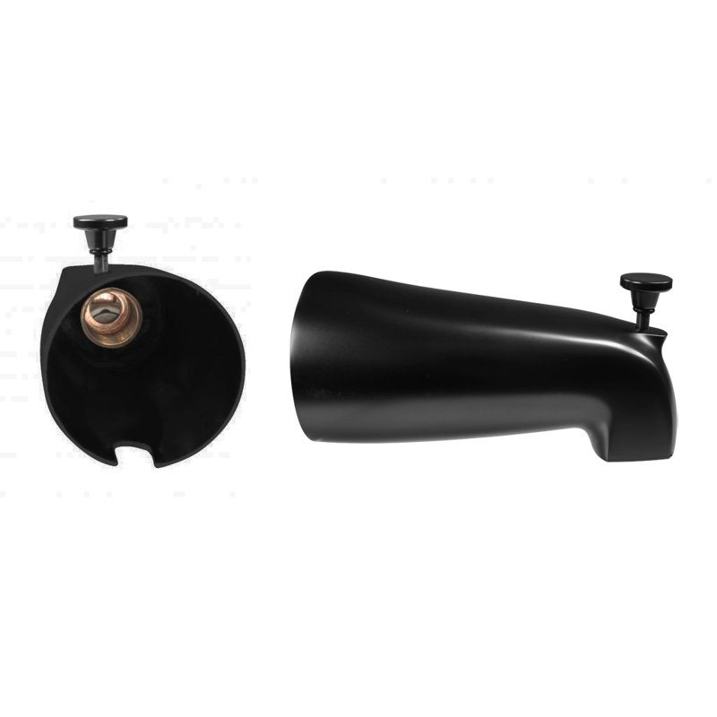 Bec de baignoire mural en laiton 5-1 / 2 "avec inverseur de nez, Noir mat