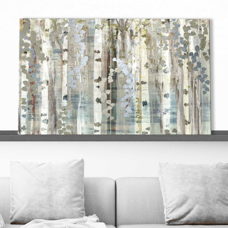 Birch Wood Meadow par - Peinture, Toile tendue, H 24 po x l 40 po x P 1,5 po