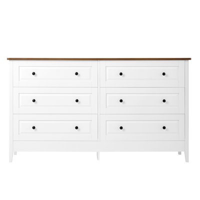 Commode blanche avec 6 tiroirs larges pour la chambre à coucher