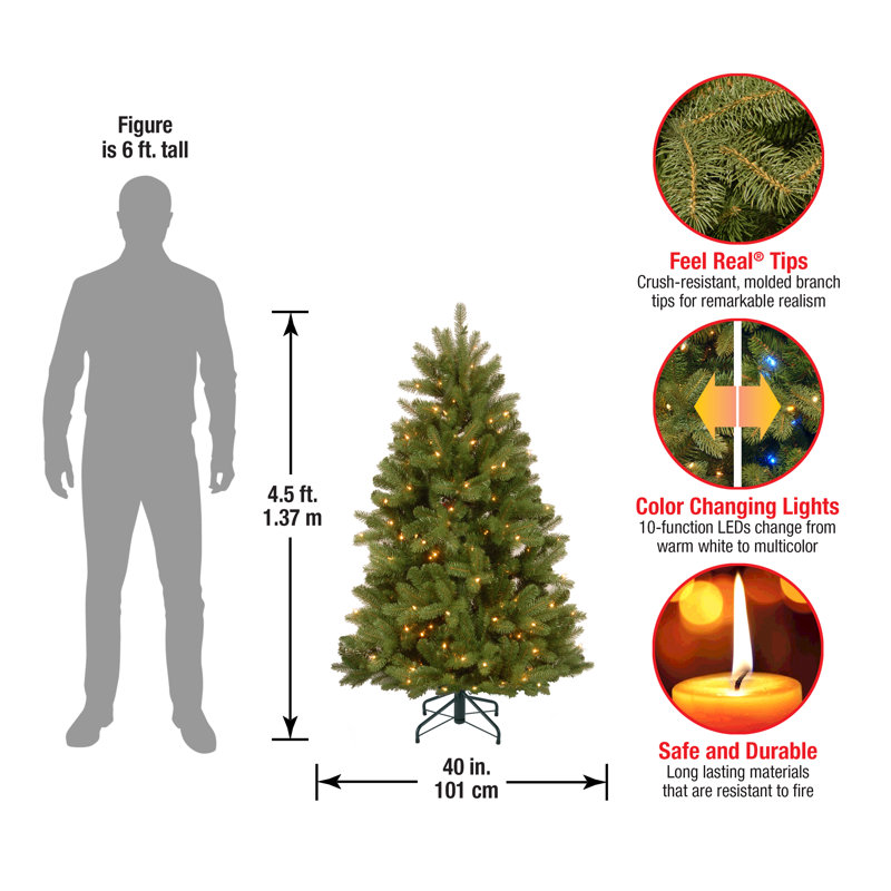The Holiday Aisle® Newberry Spruce Tree with Dual Color LED Lights, 4.6' H