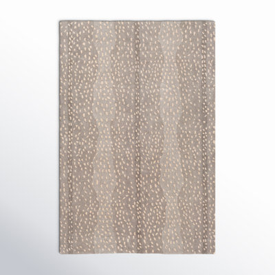 Rimma Animal Print Handmade Tufted Wool Light Gray/Taupe Area Rug