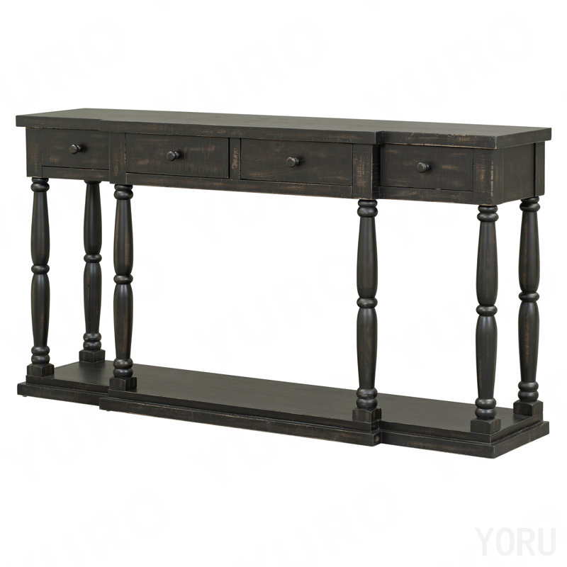 Console Table, 4-Drawer/1-Shelf, Retro - Standard