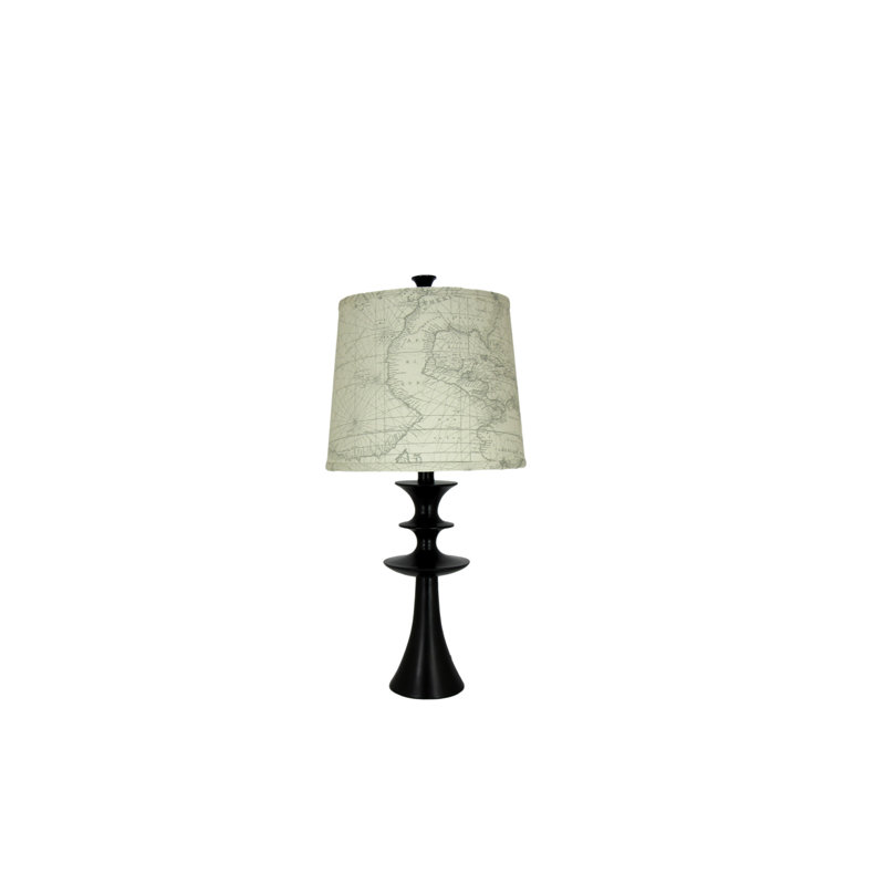 Lampe noire Neto avec abat-jour carte gris