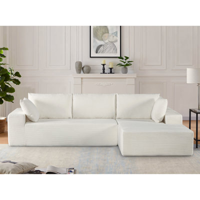 Canapé modulaire confortable en velours côtelé doux, canapé à 4 places avec assise large, sans assemblage pour la détente dans la chambre à coucher, conception ergonomique en velours côtelé, espaces de vie flexibles