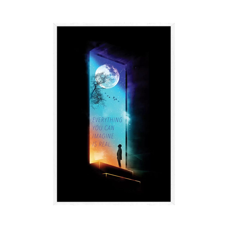 Everything You Can Imagine Is Real 1 Piece Wall Art on Canvas, 101.6cm H x 66.04cm W x 3.81cm D, White Framed
