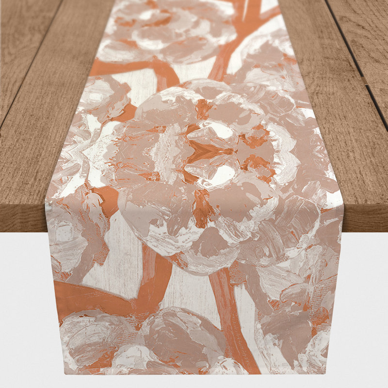 Peachy Flower Pattern 4 Table Runner, 90" L x 16" W