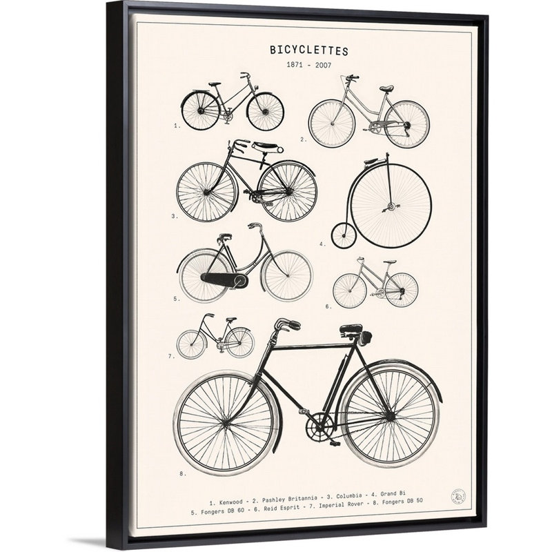 «Bicyclettes» par Florent Bodart - impression sur toile, Cadre flottant noir, H 26 po x l 20 po x P 1,75 po