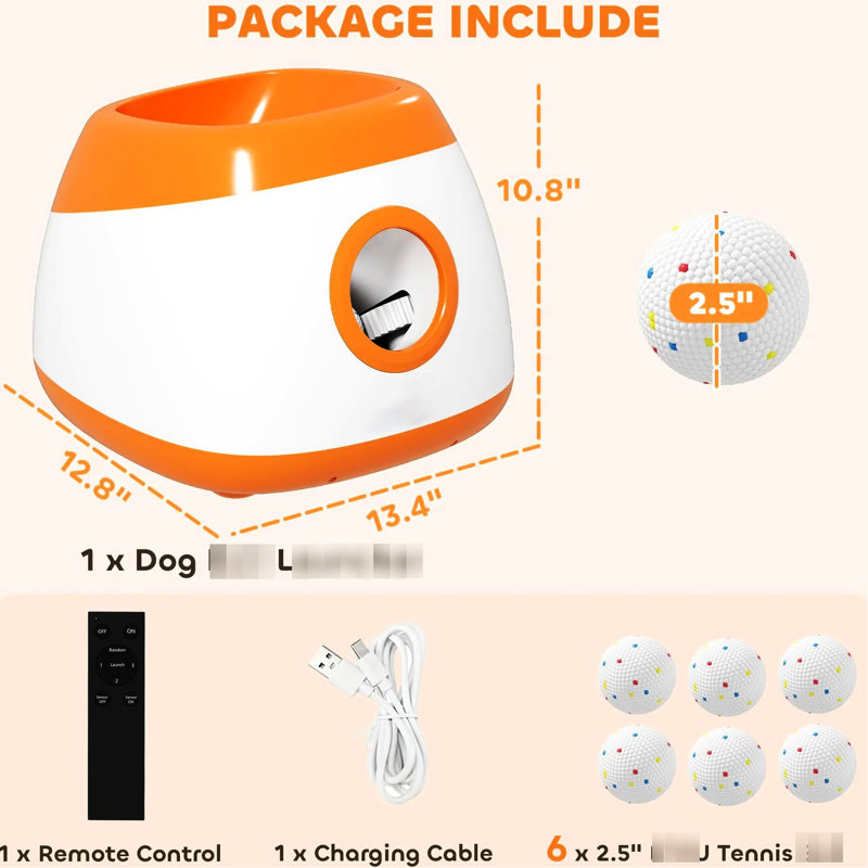 Chien automatique de 26 à 79 pi avec 3 réglages de démarrage, alimenté par pile, télécommandée et 6 balles pour chiens actifs 26,2 78,7: modes, conception à faible bruit, pile de 5200 mah, télécommande