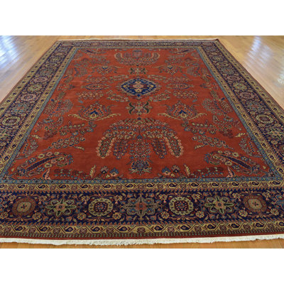 Tapis rouge rouille noué à la main One-of-a-Kind Salmeron Sarouk Fereghan