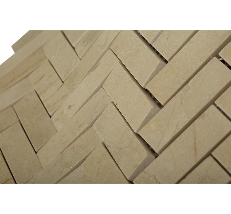 Carreau de marbre et de plancher Crema Marfil Herringbone 12 po x 12 po x 8 mm