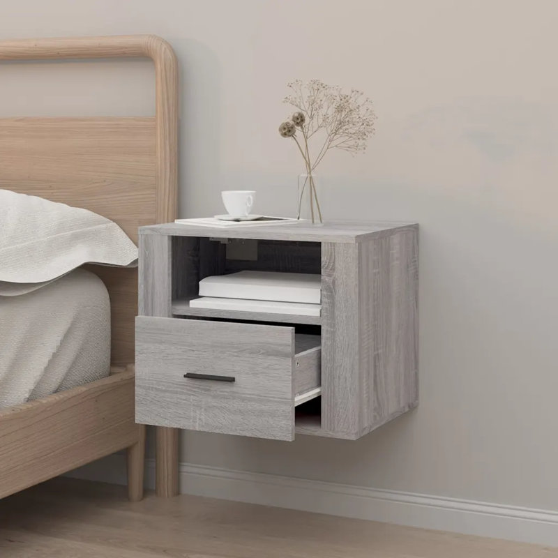 Jalaysia 50 cm W Bedside Table, Dark Grey, Set of 2