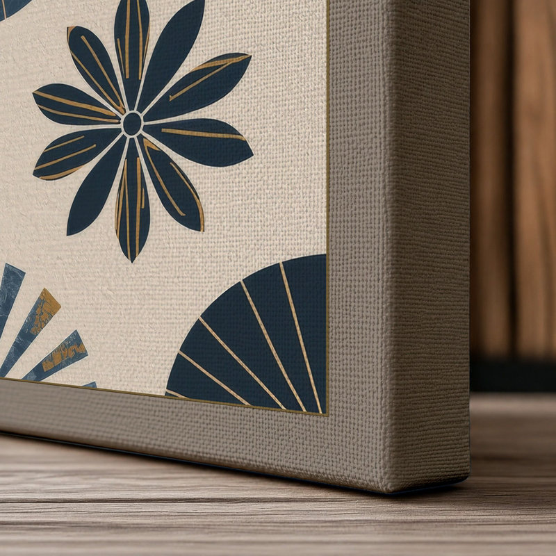 Geometry Botanical 1 Piece Wrapped Canvas Wall Art, 36x24 - 91.4 x 61.0 cm, Taupe Border