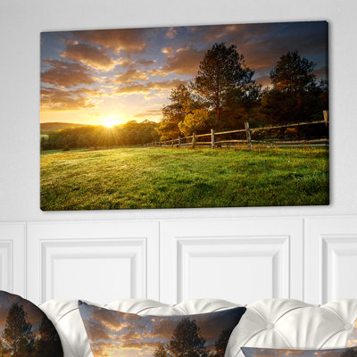Fenced Ranch at Sunrise' Photographic Print