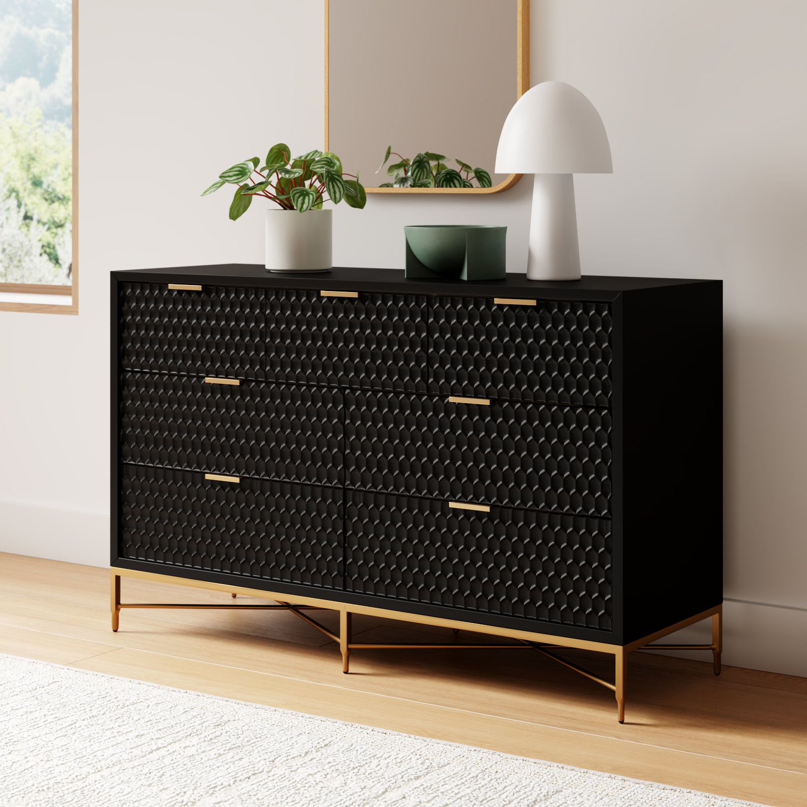 Capra 56" Double Dresser, Black