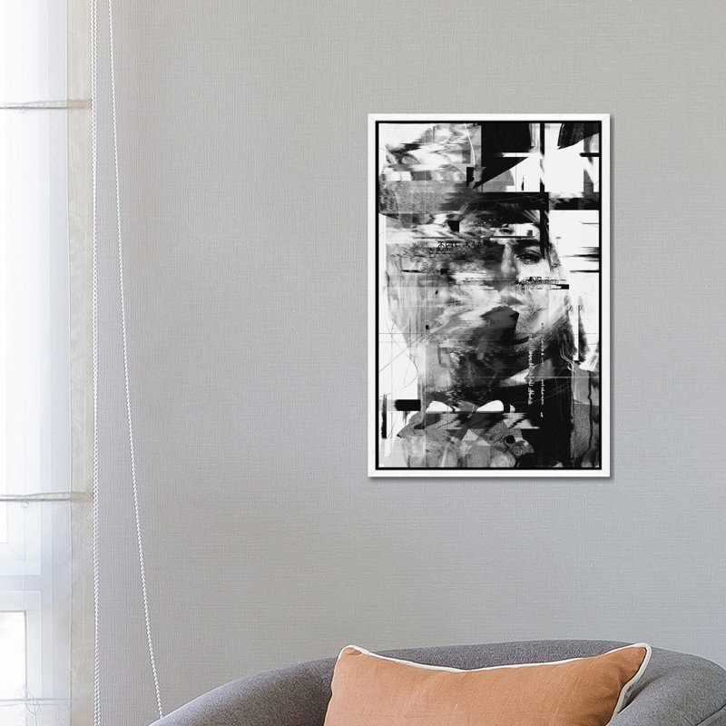 Kurt Cobain by Nicebleed - Print on Canvas, 66.04 cm H x 45.72 cm W, White Framed