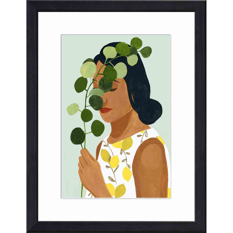 «Botany Portrait II» par Victoria Borges - peinture encadrée, Noir, H 12 po x l 12 po