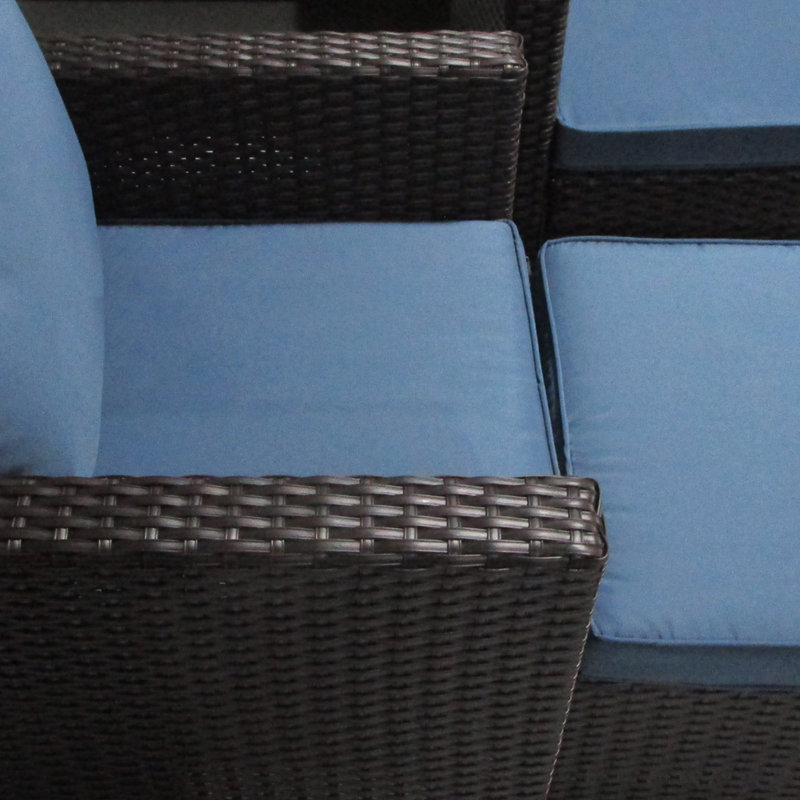 Ensemble de meubles de patio 5 pièces avec coussins pour l'extérieur Ardarius Outsunny, Bleu, Café foncé