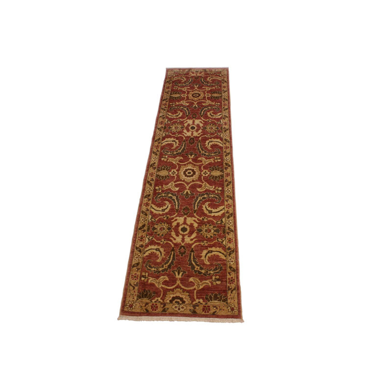 Tapis brun en laine noué à la main 3 pi 1 po x 12 pi 3 po Grigori Southwestern