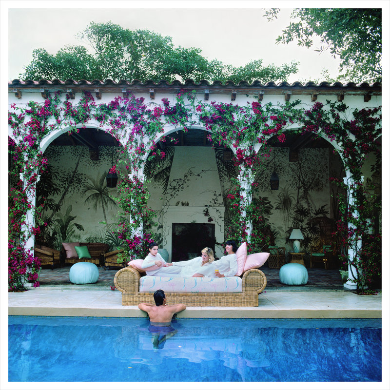 Sofa By The Pool Print by Slim Aarons, 45" H x 45" W x 0.1" D, Unframed