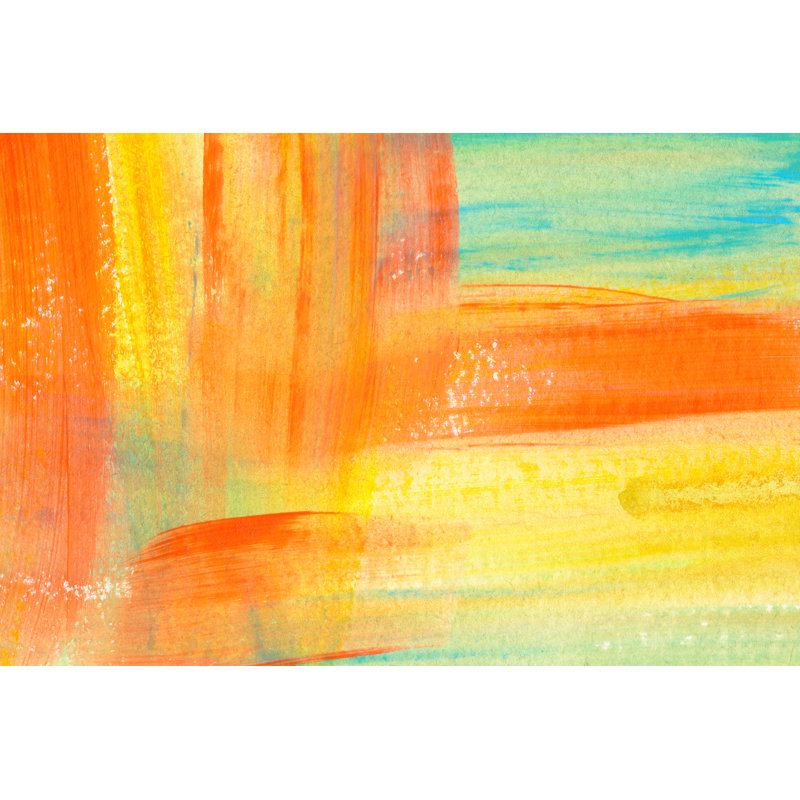"Acrylique jaune et orange dessiné à la main" par Florena, H 8 po x l 12 po, Non, Toile tendue