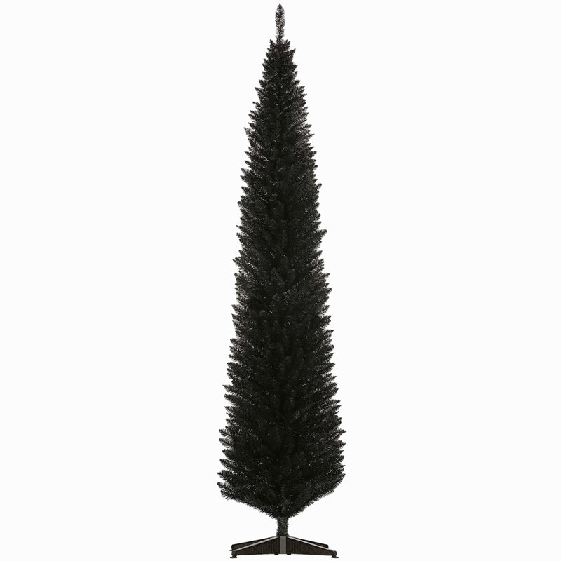 Arbre de Noël artificiel 8 pi, arbre de Noël mince avec 618 pointes de branches réalistes et support en plastique, H 8 pi