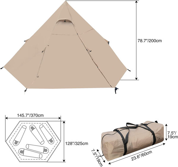 REDCAMP 4 person Canvas Camping Tent with Carrying Bag