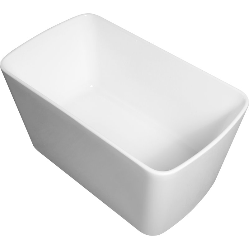 Baignoire autoportante 49 po en acrylique, trempage japonais carré, blanc brillant, baignoire élégante