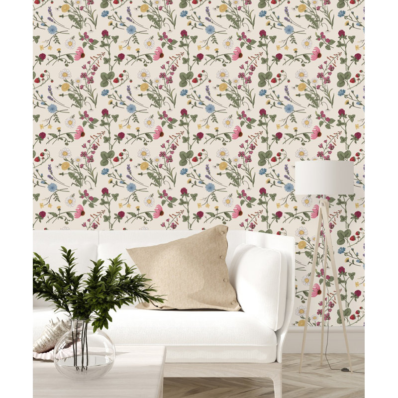Peel & Stick Floral Tile, 2.08' W x 10.42' L