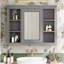 Armoire murale de salle de bain 35 po x 27,5 po avec miroir, gris, vaste étagère et solution de rangement moderne polyvalente de 35 po x 27,5 po-966863760