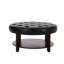 Tablette contemporaine contemporaine avec similicuir et tablette ouverte pour rangement polyvalent, l 32 po x P 17 po en cuir noir-1037162600