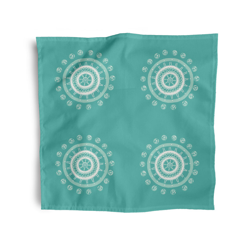 Areanna Polyester Geometric Square Napkin, Teal