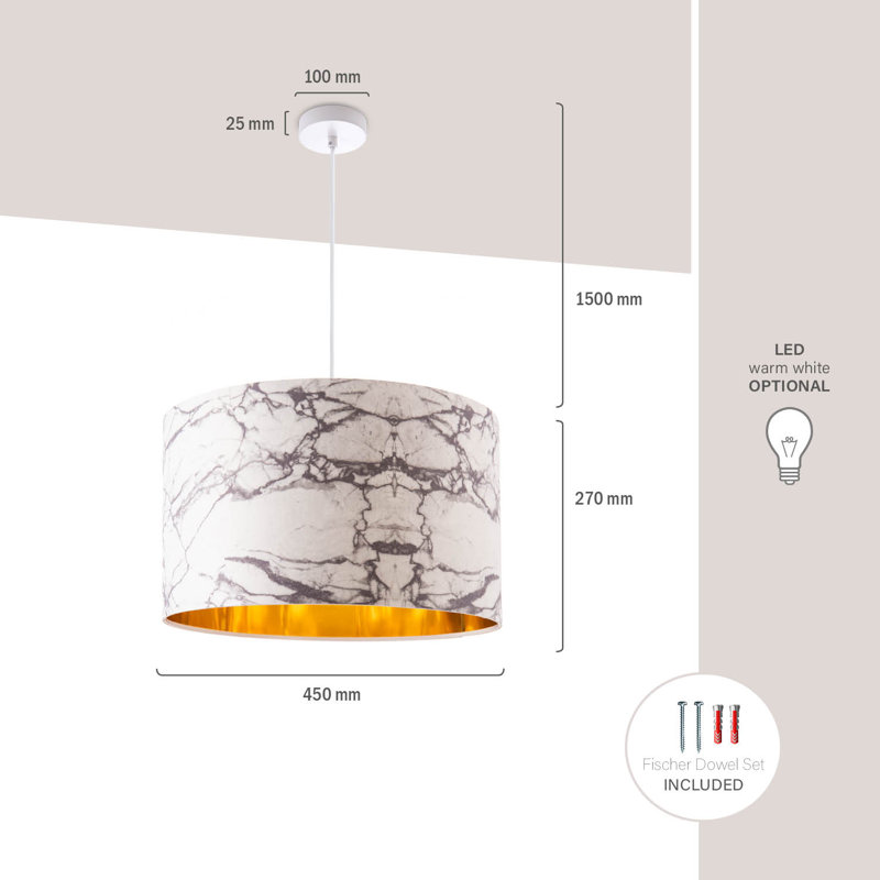 Spahn 1-Light Drum Pendant, White