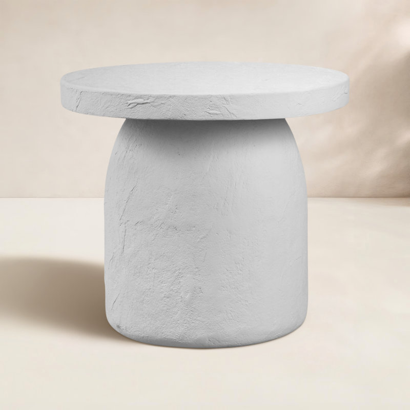 Paz Outdoor End Table, Plaster Molded