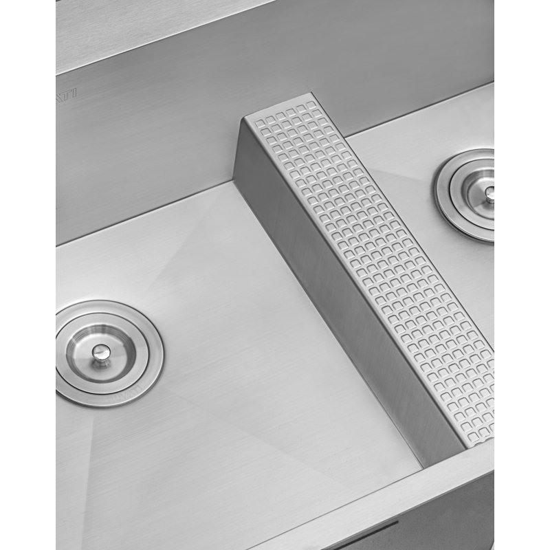 Tirana Low Wide-Divide 33" L x 22" W Double Basin Drop-In Kitchen Sink