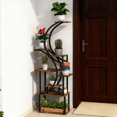 Support pour plante en forme de S, tablette pour plante à 8 niveaux, support pour plante d'angle pour plantes multiples