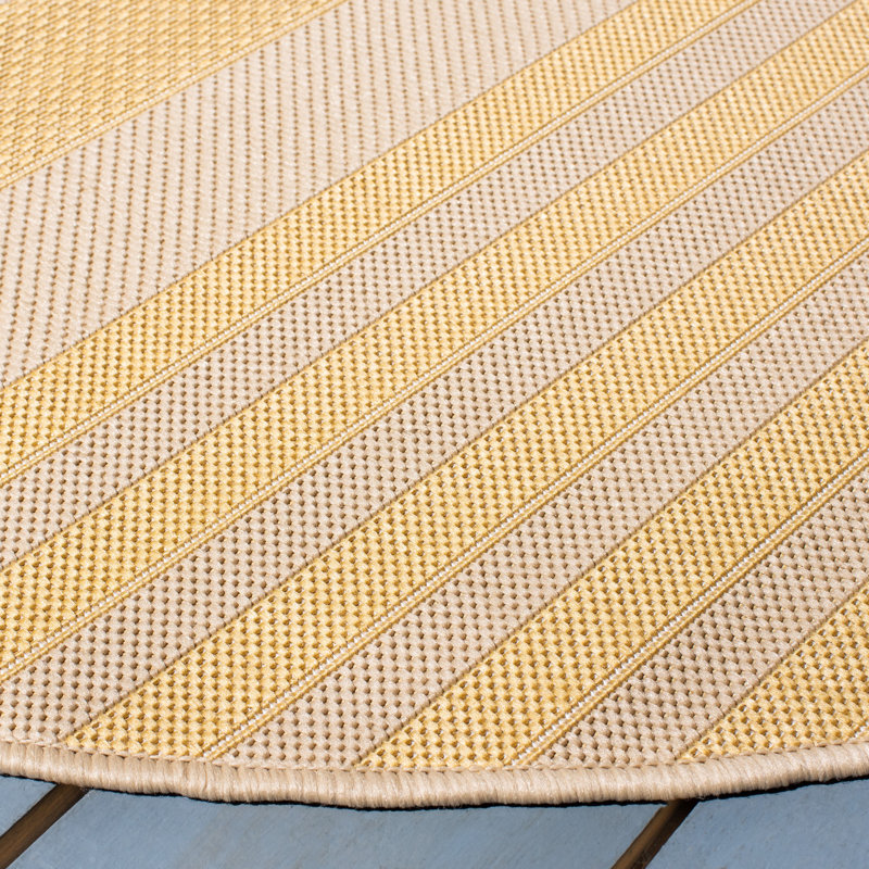 Alitsia Performance Striped Indoor/Outdoor Area Rug, Round 6'7"