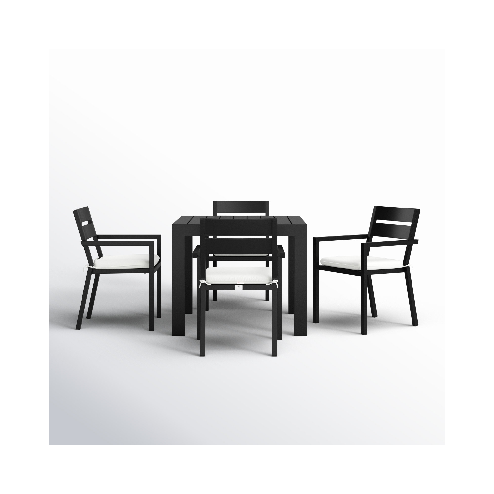 Eartha Square 4 - Person Outdoor Dining Set with Cushions, Canvas Regatta Sunbrella® Canvas, Black