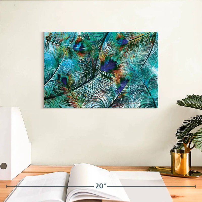 Kerner Teal Peacock Feathers Heap, 8" H x 12" W
