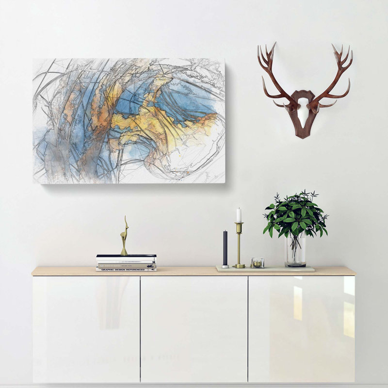 Yellow Jellyfish In Abstract - Wrapped Canvas Print, 50cm H x 76cm W x 3cm D