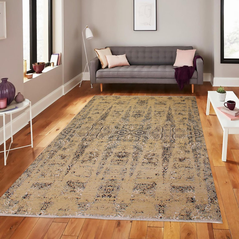 Tapis brun clair / gris en laine noué à la main de style sud-ouest Fairhaven 10 pi x 14 pi