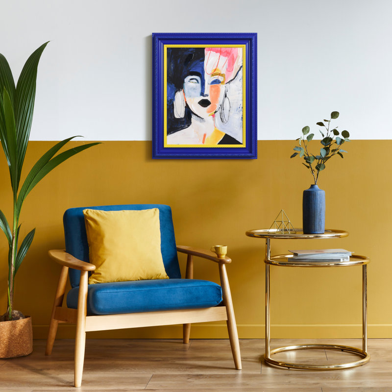"Abstract Diva", reproduction d'art numérique sur toile giclée à la main avec cadre baroque bicolore