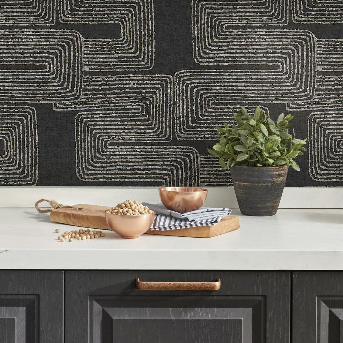 Peel & Stick Geometric Wallpaper, Black/White