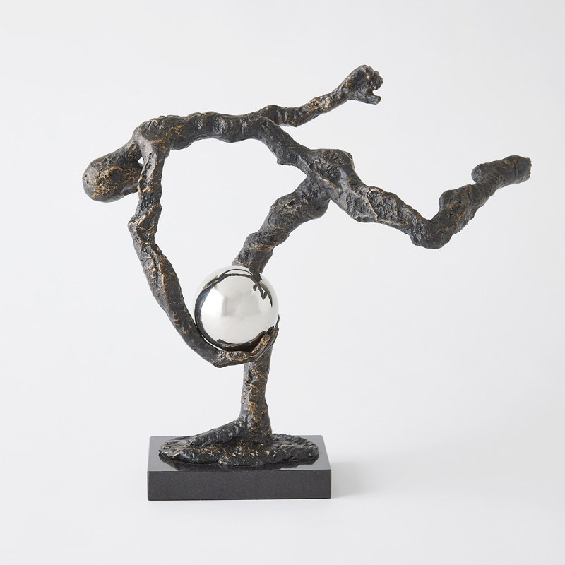 Tripped Up Sculpture-Bronze W/Nickel Sphere