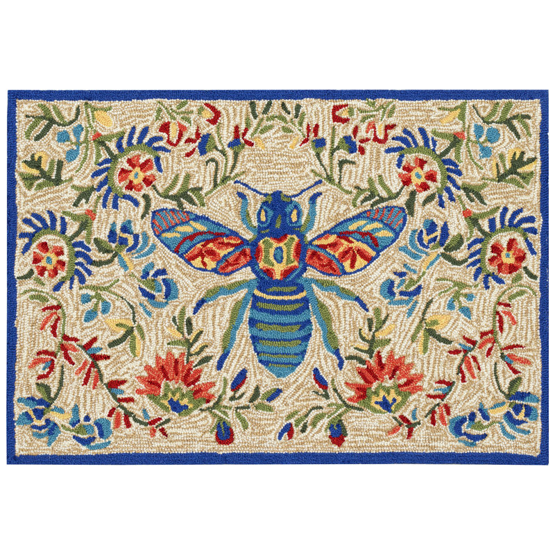 Treport Floral Polyester Kitchen Mat, Rectangle 2' x 3'